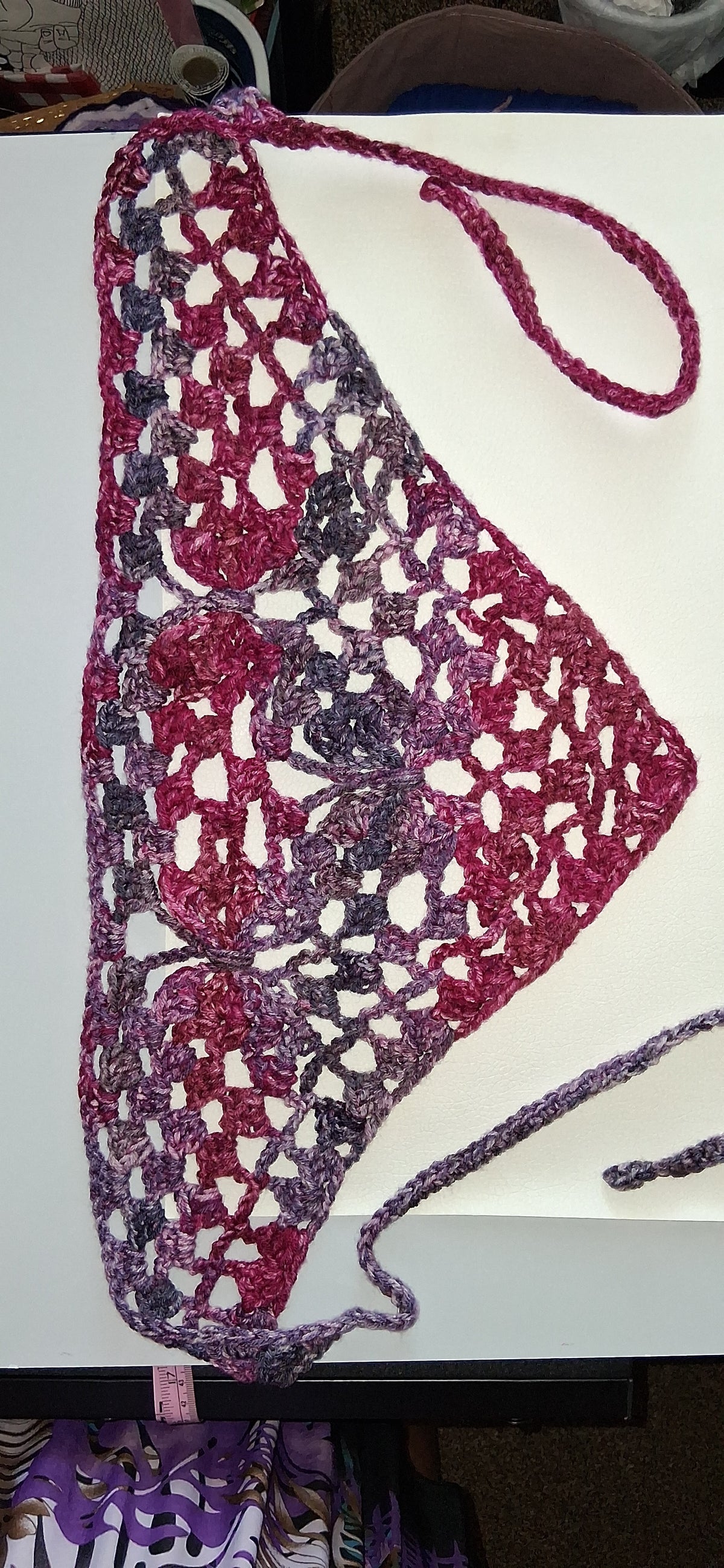 Butterfly Lace Crochet Bandana - Rose Pink