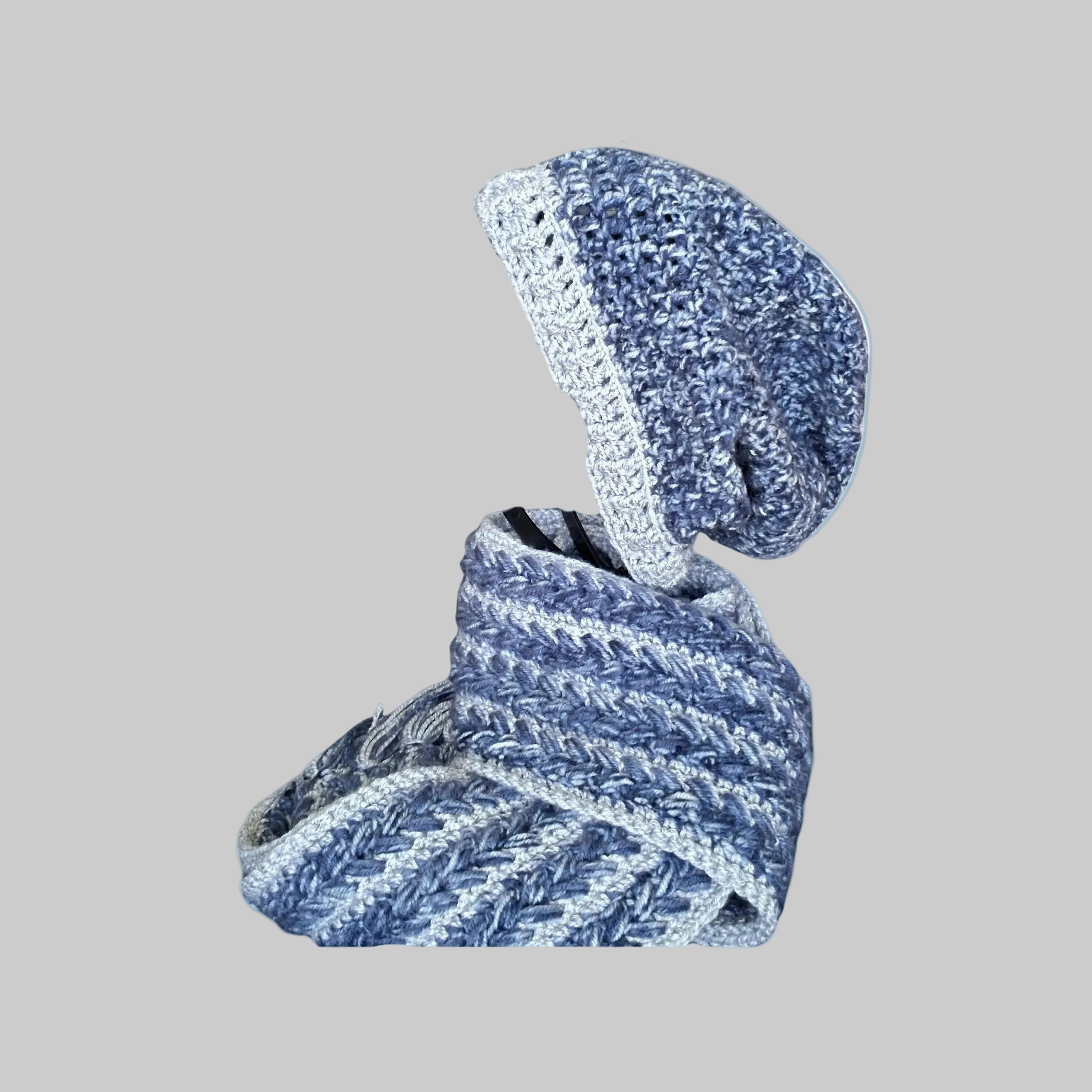 Denim & Grey Winter Set – Slouchy Beanie + Extra-Long Scarf