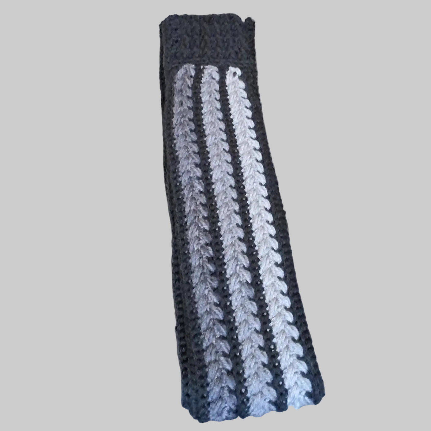 Grey Ombré Textured Scarf – Soft Acrylic Handmade Crochet