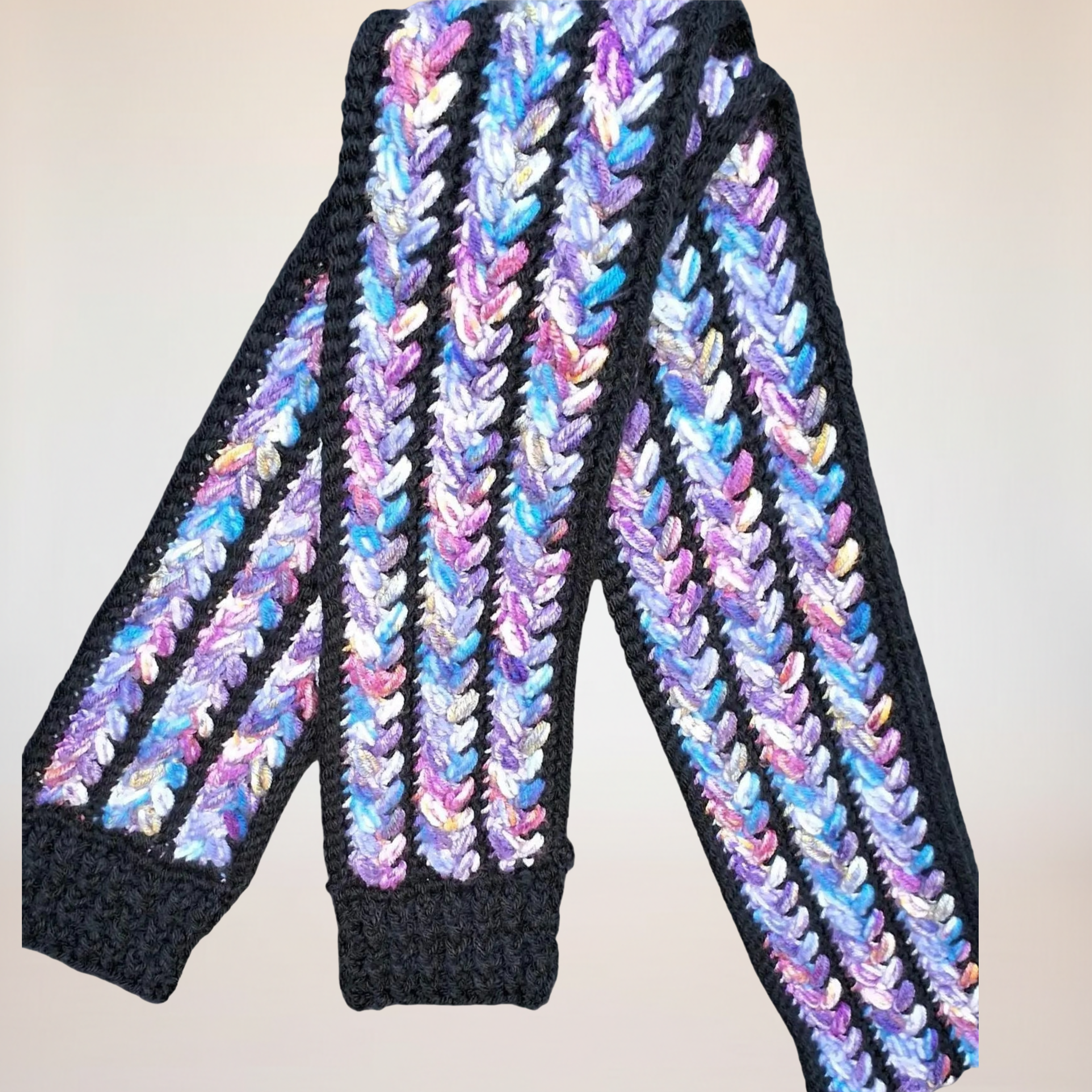 Long Winter Scarf -Purple Galaxy Textured Design