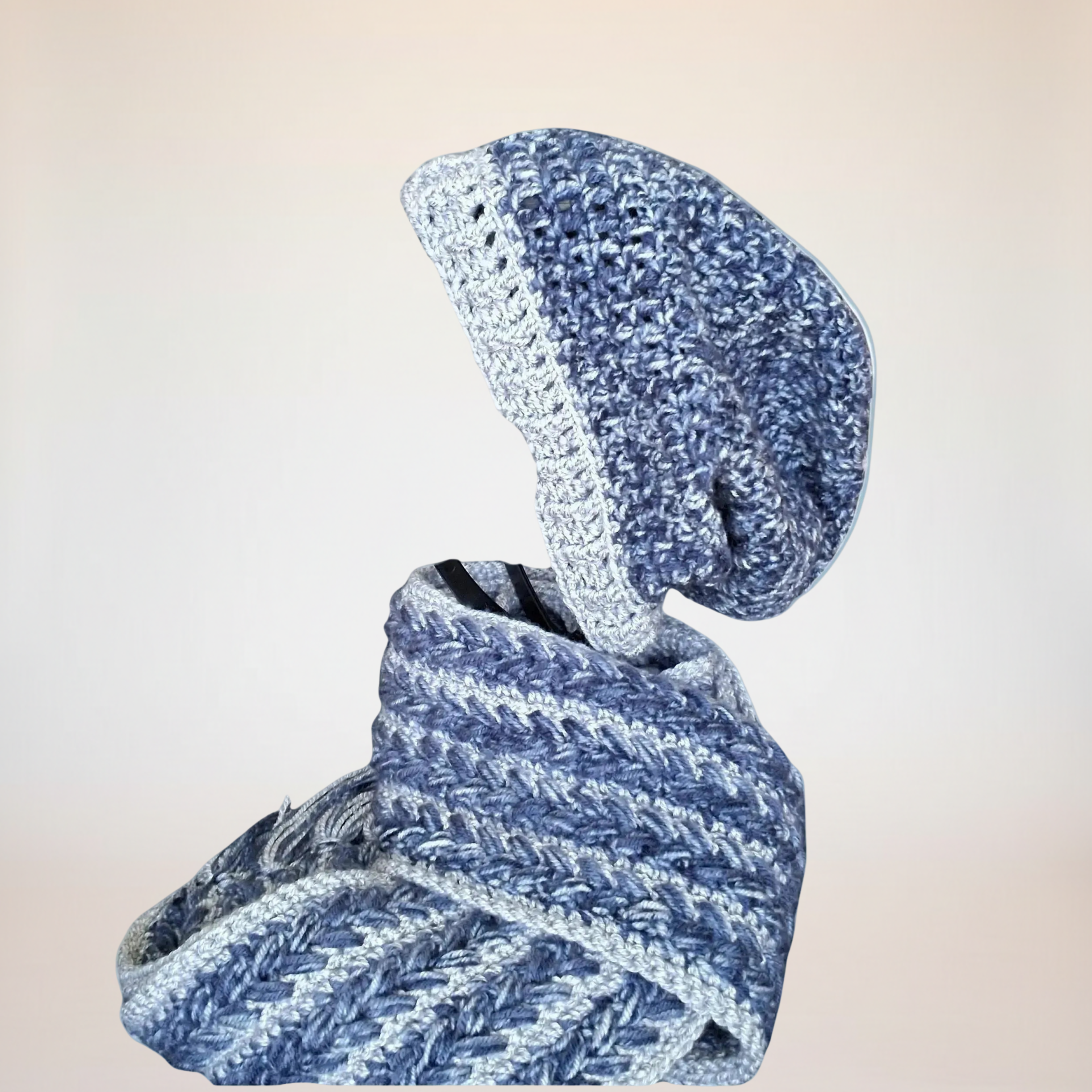 Beanie Hat-Denim & Grey Slouchy