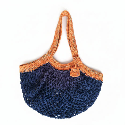 Sunset Harbor Market Tote | 100% Cotton Mesh Bag with Quarter Keeper