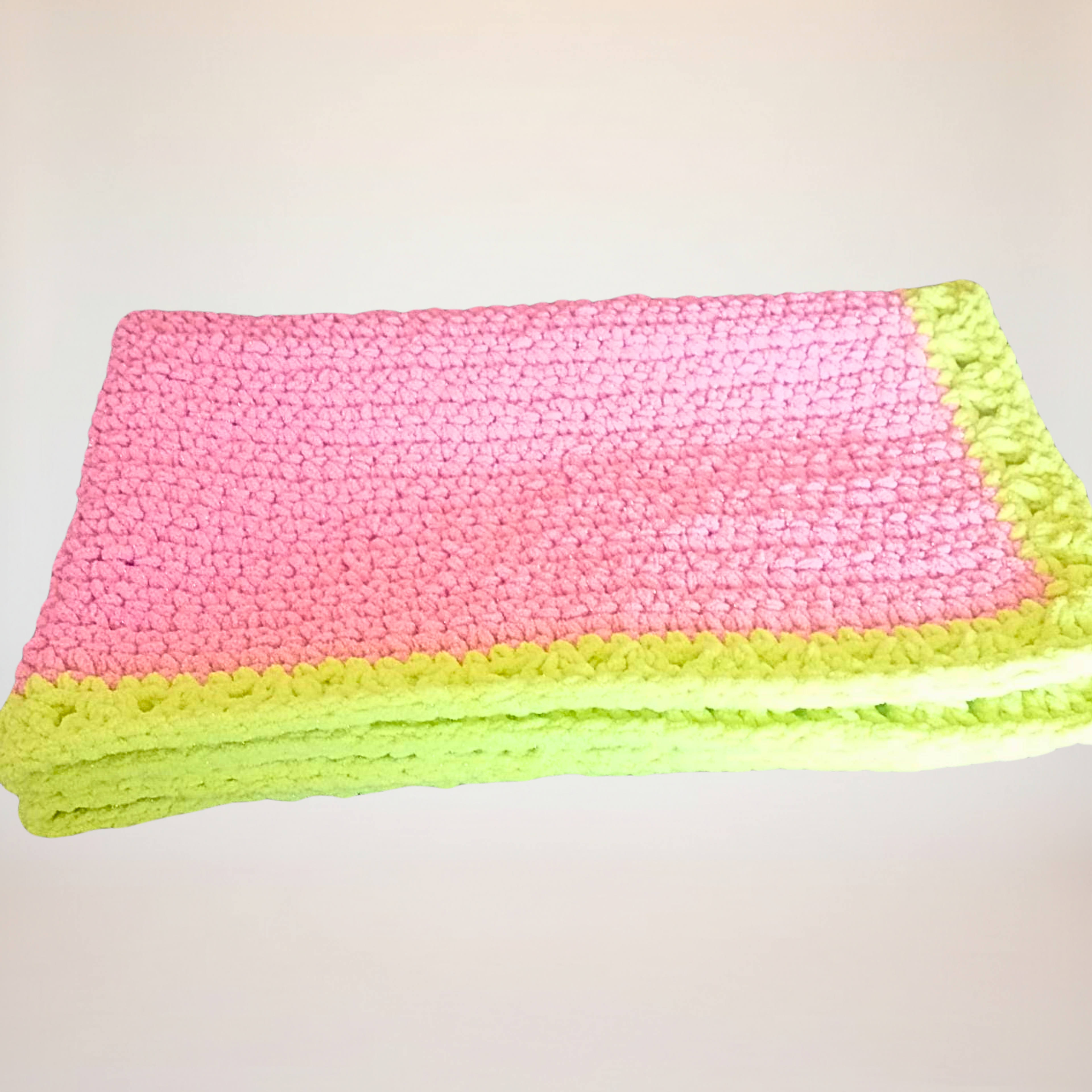 Baby Blanket - Handcrafted Chunky Plush Design Hot Pink and Lime Green