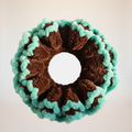 Jumbo Chocolate Brown & Teal Crochet Scrunchie | Oversized Chenille Hair Tie
