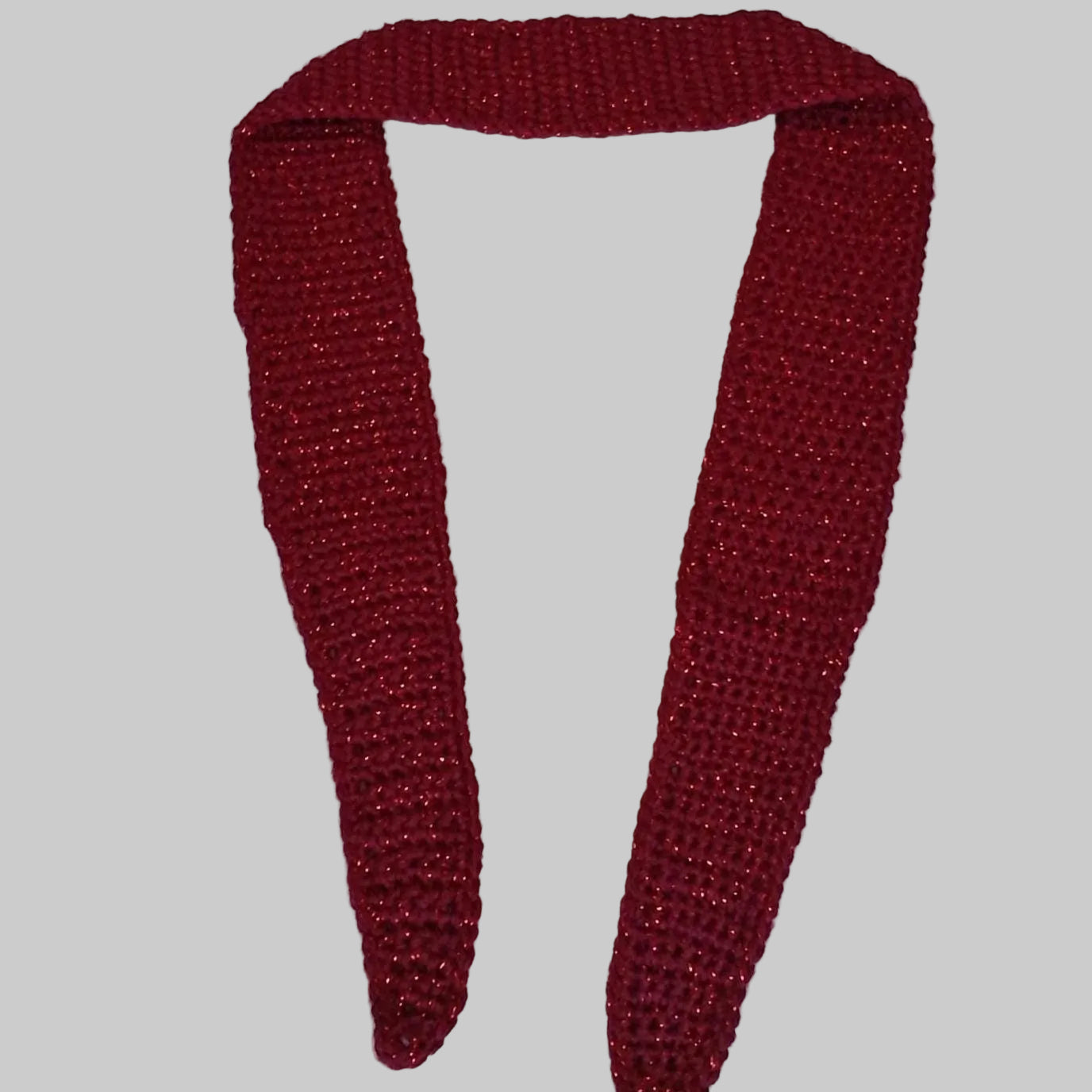 Sparkling Red Skinny Sophie Scarf – Lightweight Metallic Crochet