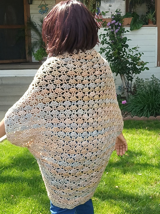 Artisan Cocoon Shrug – Whimsical Western Shell Stitch