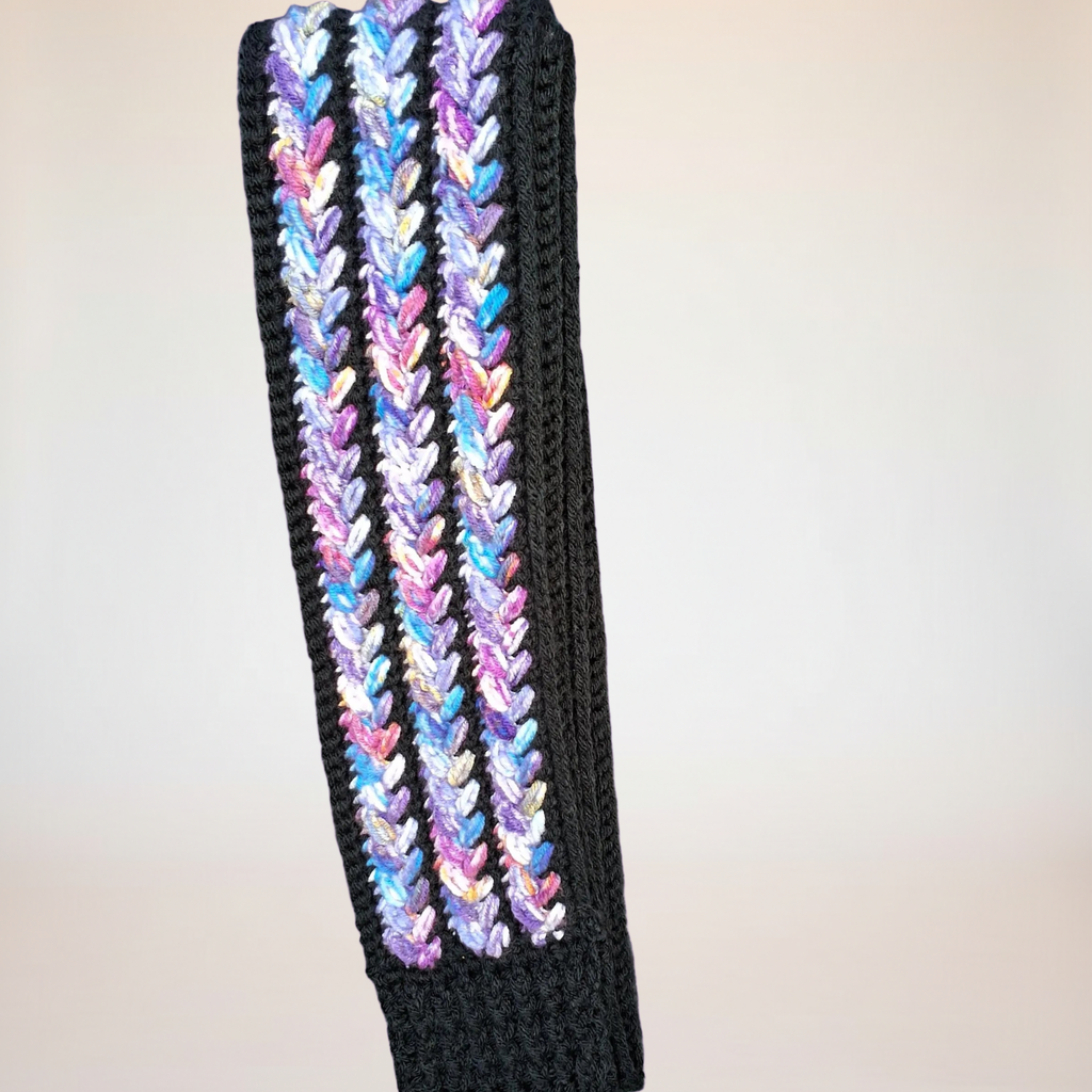 Long Winter Scarf -Purple Galaxy Textured Design