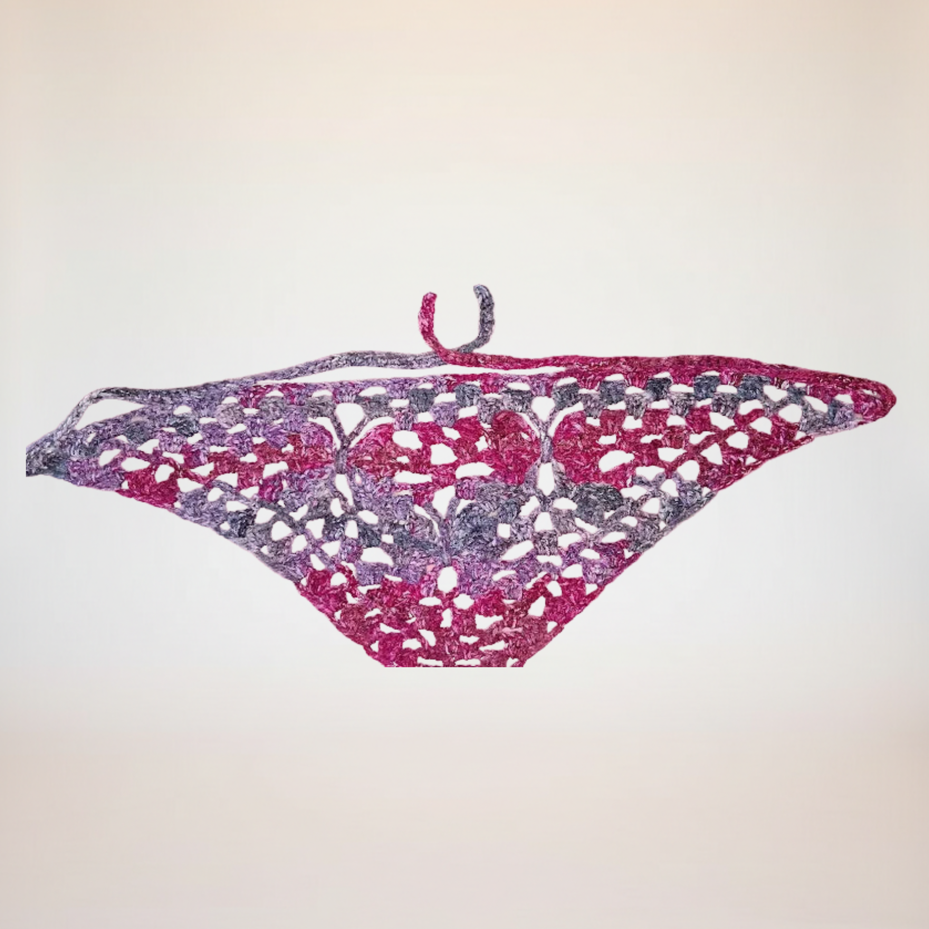 Butterfly Lace Crochet Bandana - Rose Pink