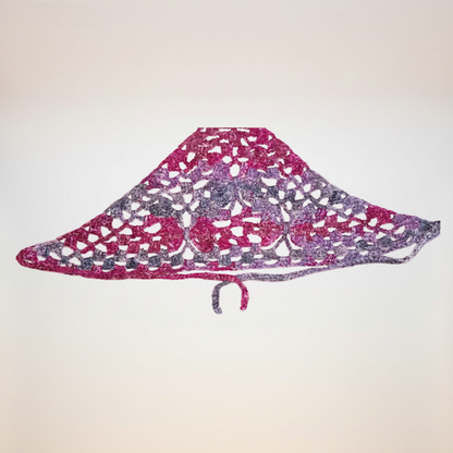 Butterfly Lace Crochet Bandana - Rose Pink