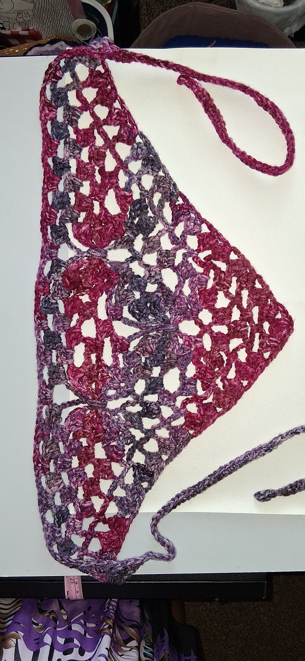 Butterfly Lace Crochet Bandana - Rose Pink