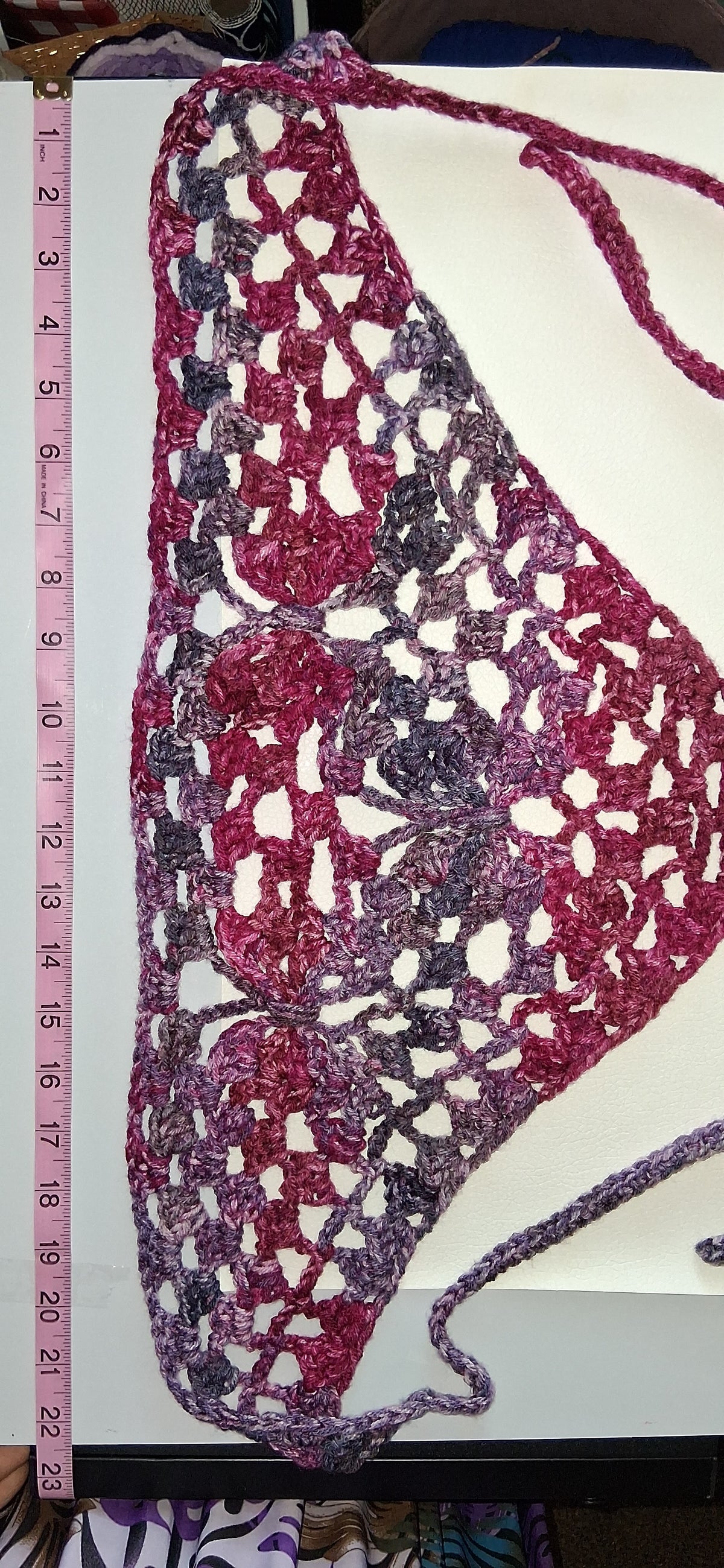 Butterfly Lace Crochet Bandana - Rose Pink