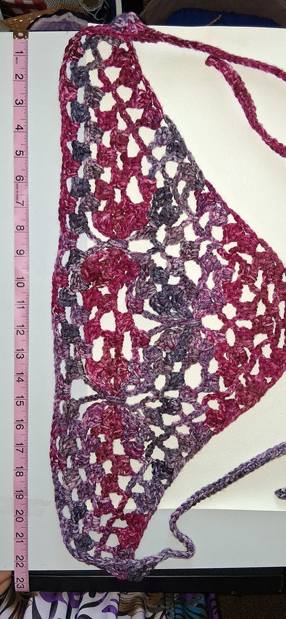Butterfly Lace Crochet Bandana - Rose Pink