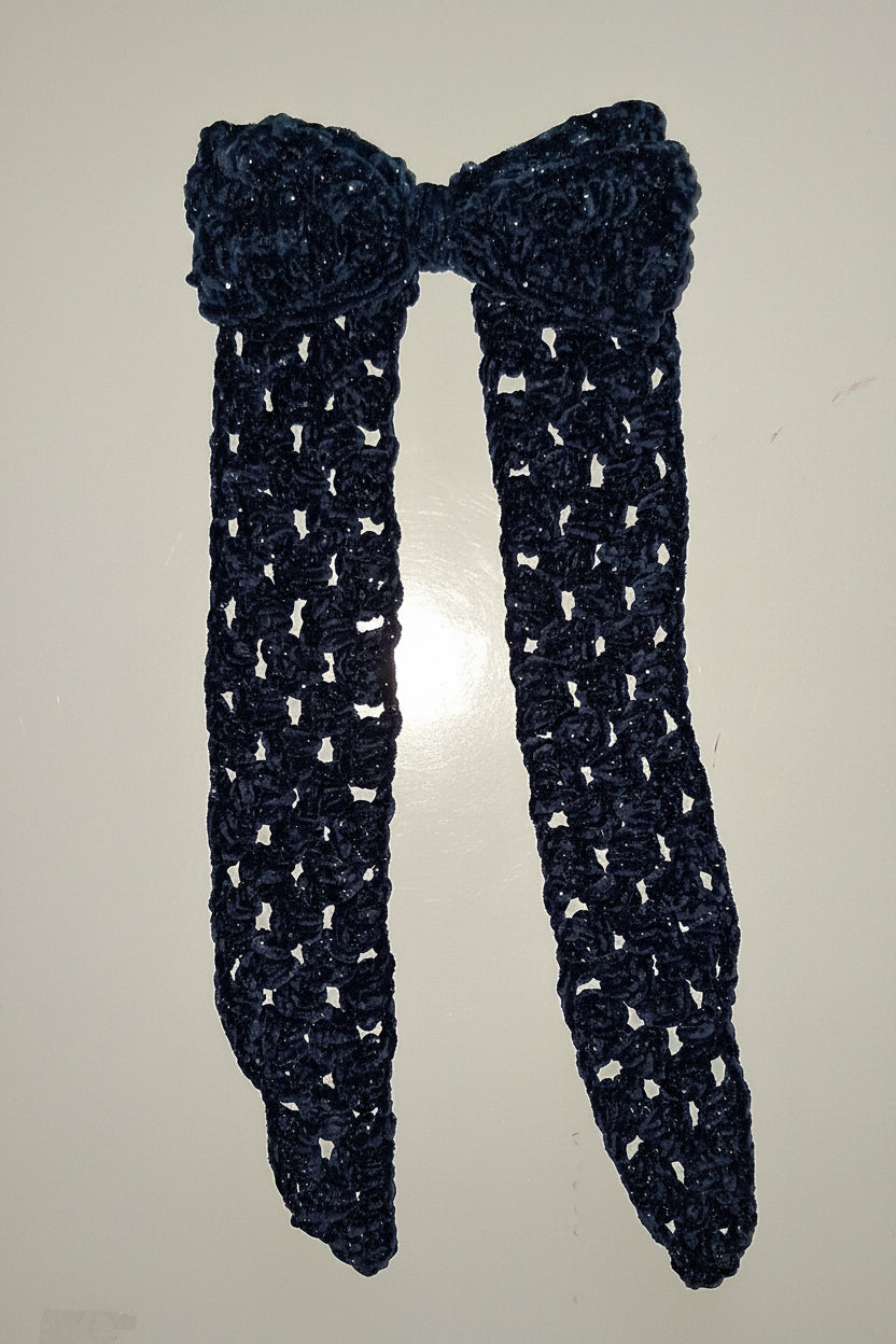 Sparkling Blue Velvet Big Bow