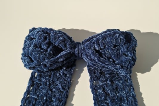 Sparkling Blue Velvet Big Bow