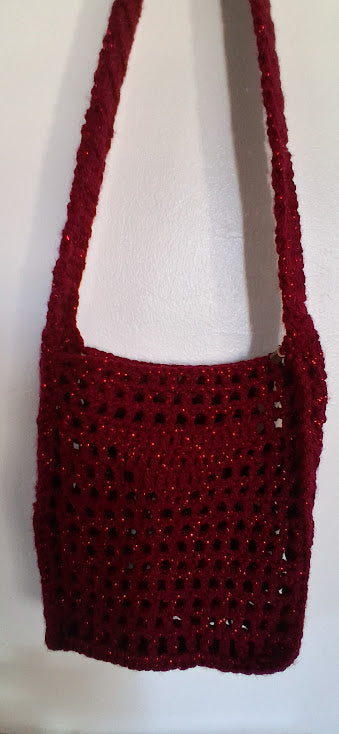 Sparkling Red Wine Crochet Purse