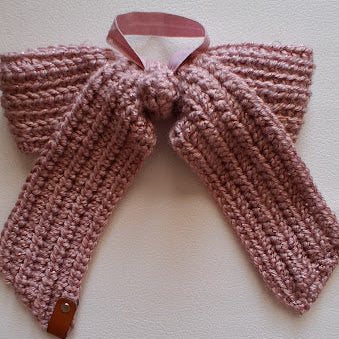 Sparkle Crochet Hair Bow – Handmade Soft Acrylic with Elastic Tie
