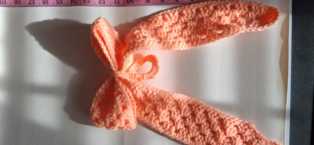 Granny Square Crochet Hair Bow - Peachy Blush