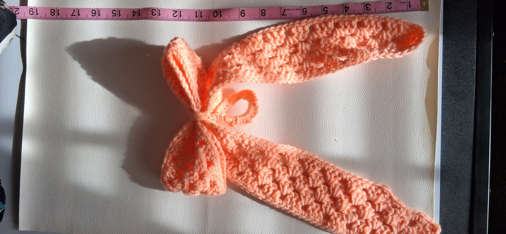 Granny Square Crochet Hair Bow - Peachy Blush