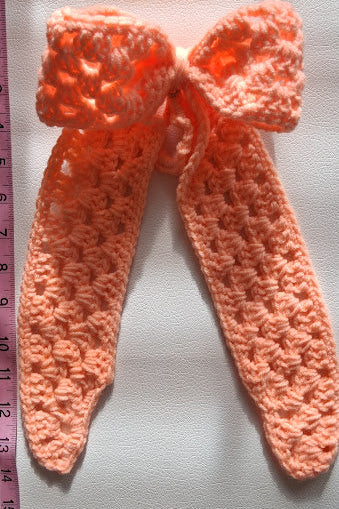 Granny Square Crochet Hair Bow - Peachy Blush
