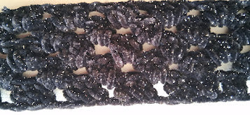 Sparkling Black Velvet Crochet Hair Bow - Silver Shimmer