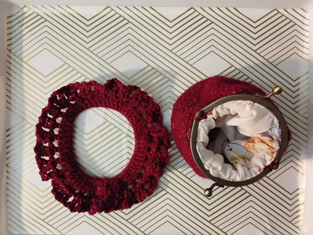Sparkling Red Wine Crochet Hair Tie - Handcrafted Artisan Accessory