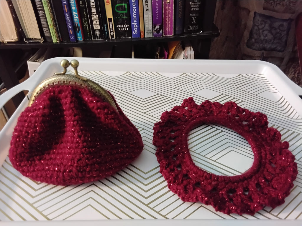 Sparkling Red Wine Crochet Hair Tie - Handcrafted Artisan Accessory