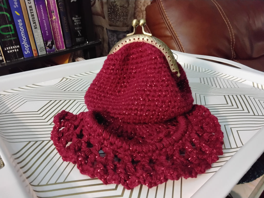 Sparkling Red Wine Crochet Hair Tie - Handcrafted Artisan Accessory