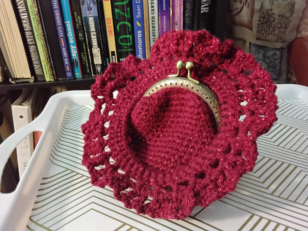 Sparkling Red Wine Crochet Hair Tie - Handcrafted Artisan Accessory