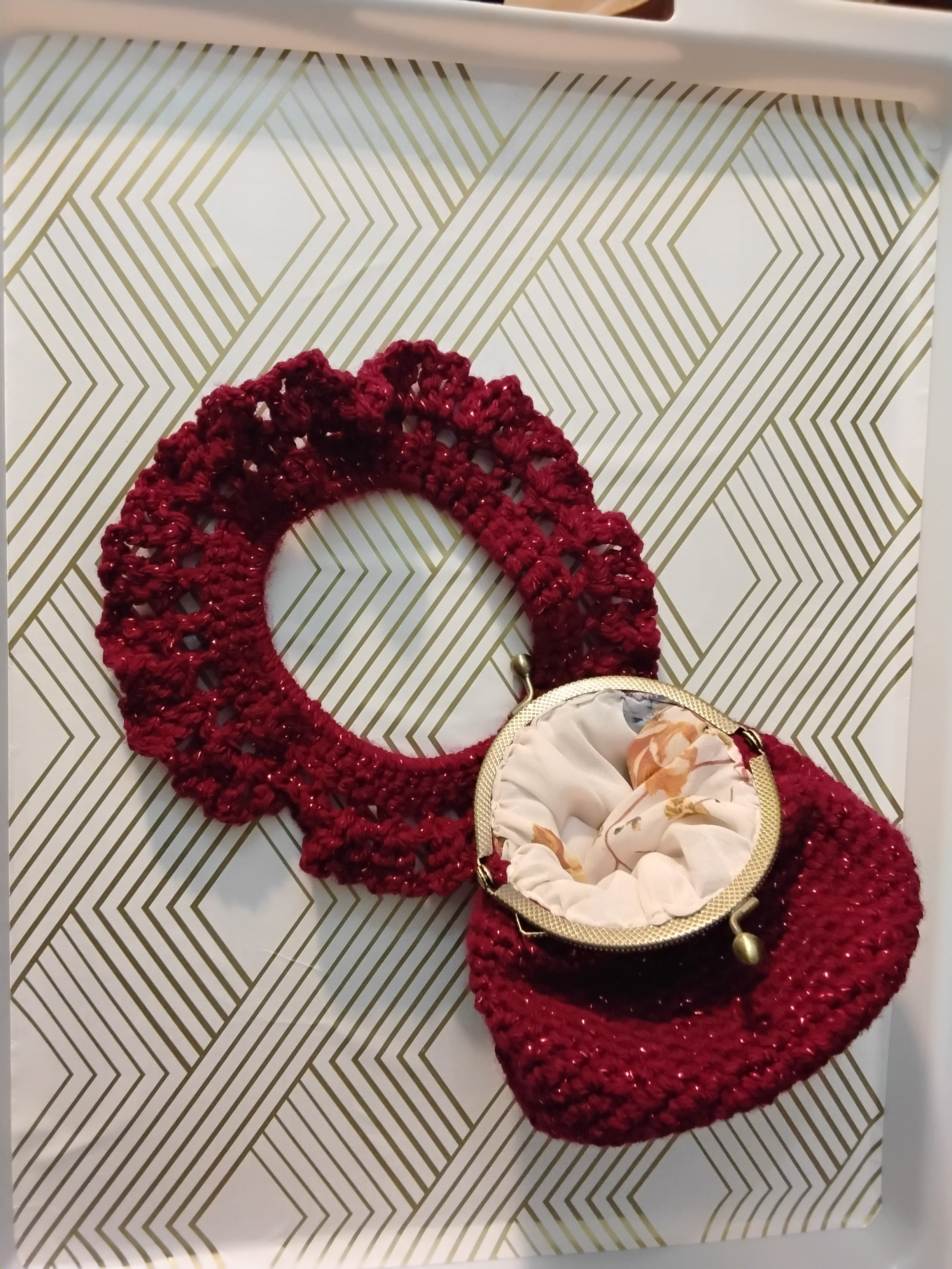 Sparkling Red Wine Crochet Hair Tie - Handcrafted Artisan Accessory