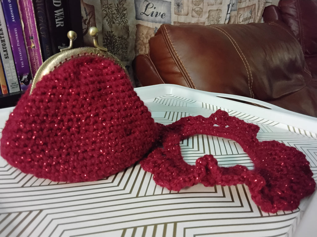 Sparkling Red Wine Crochet Hair Tie - Handcrafted Artisan Accessory
