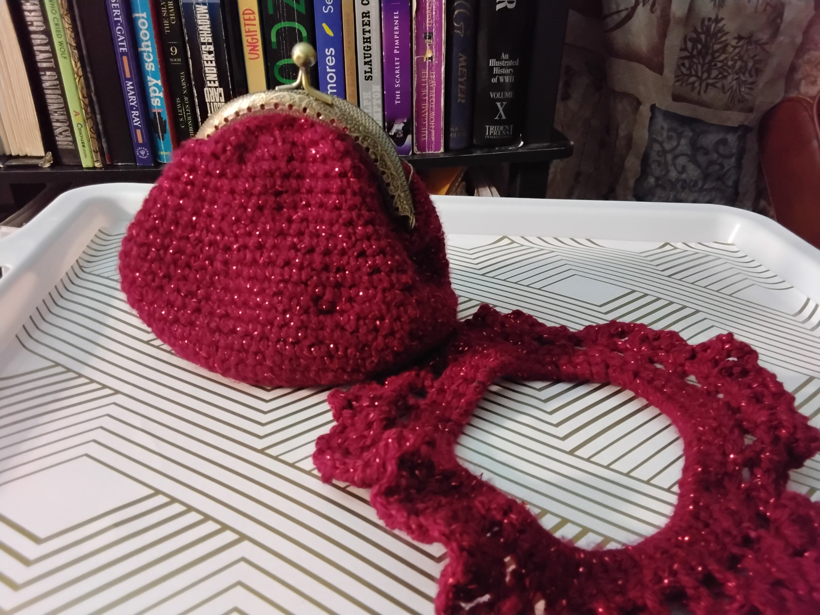 Sparkling Red Wine Crochet Hair Tie - Handcrafted Artisan Accessory