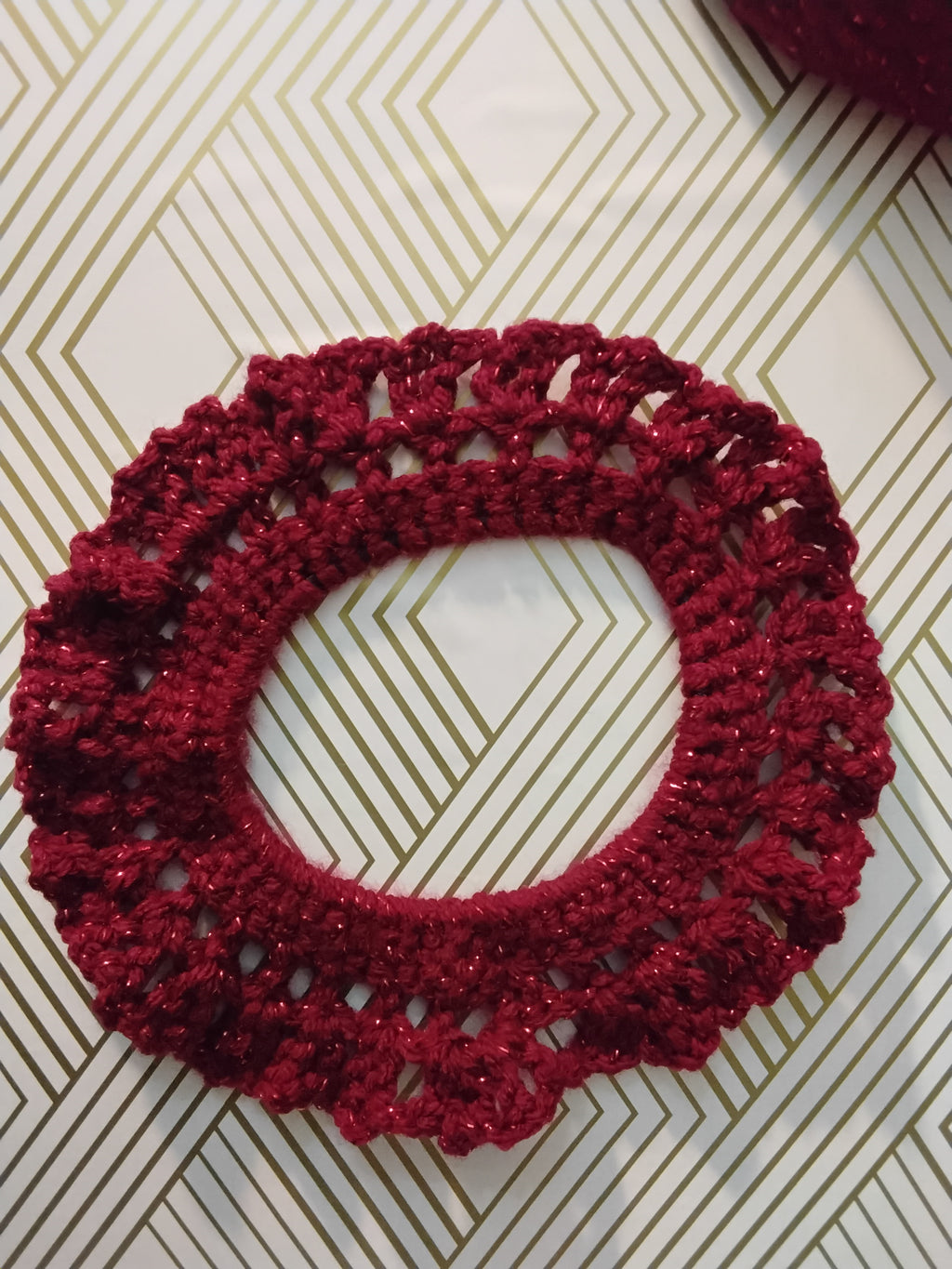 Sparkling Red Wine Crochet Hair Tie - Handcrafted Artisan Accessory