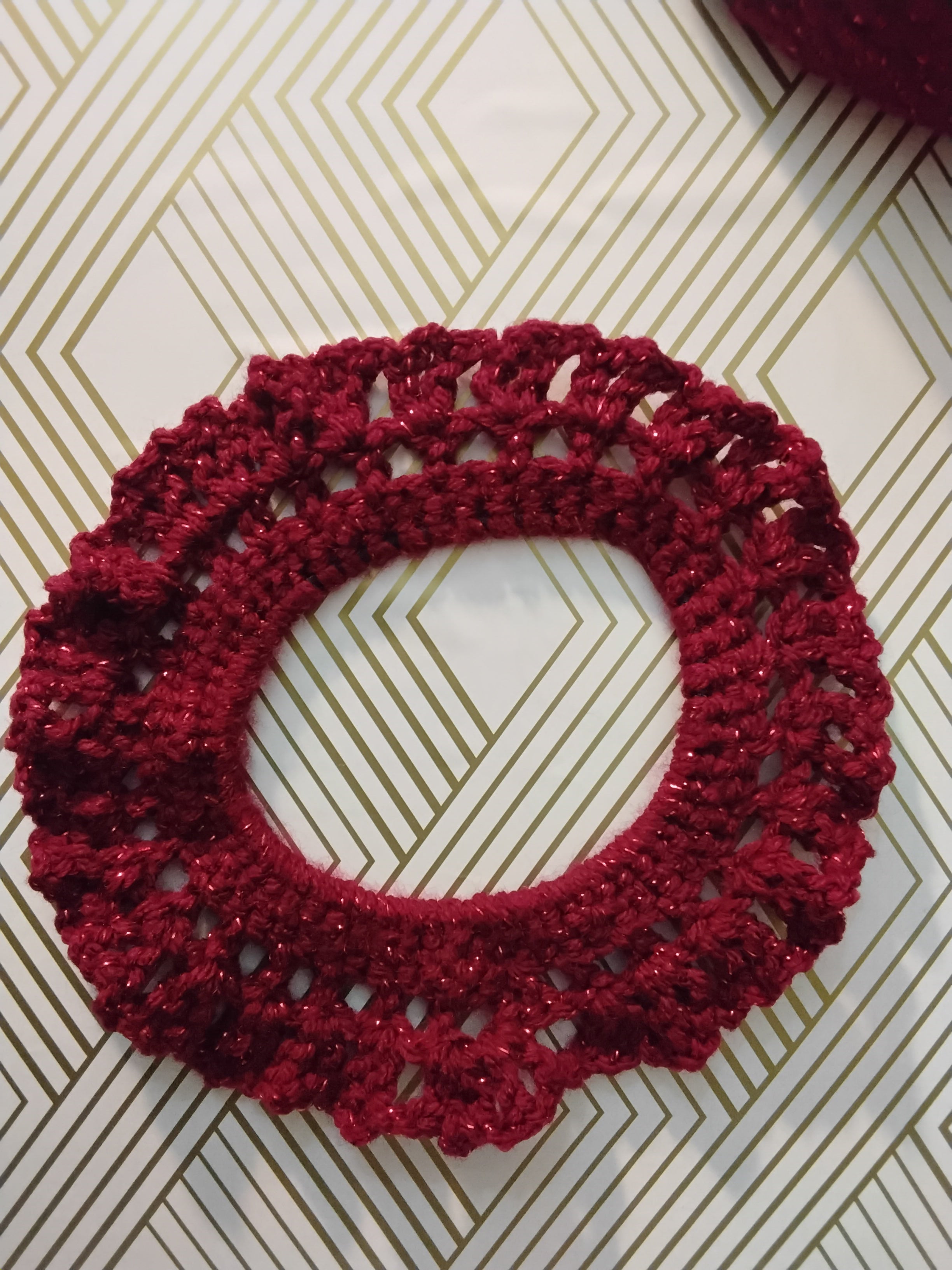 Sparkling Red Wine Crochet Hair Tie - Handcrafted Artisan Accessory
