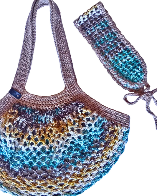 Bundle: Woodland Mesh Market Bag,Small +Mesh Matching Headband