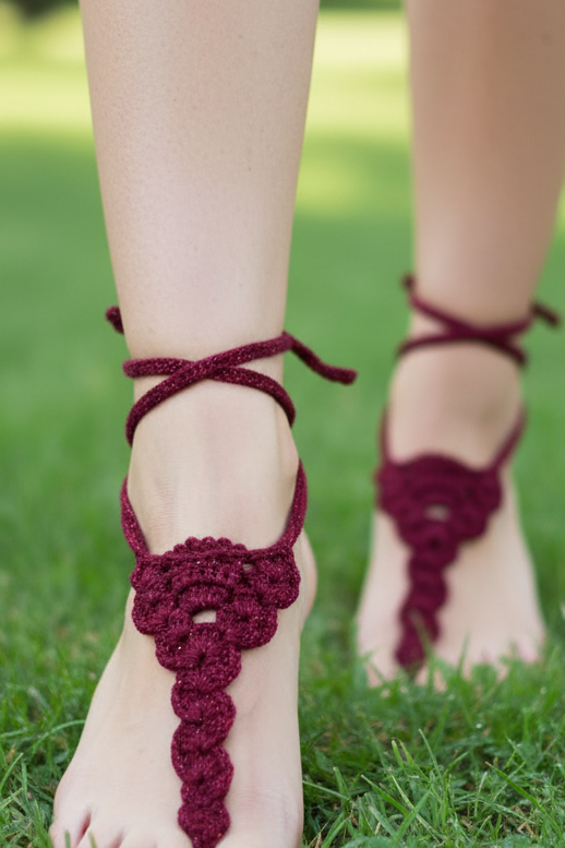 Barefoot Sandals, Festival Fun,  Sparkling Red  - Women's Foot Jewelry