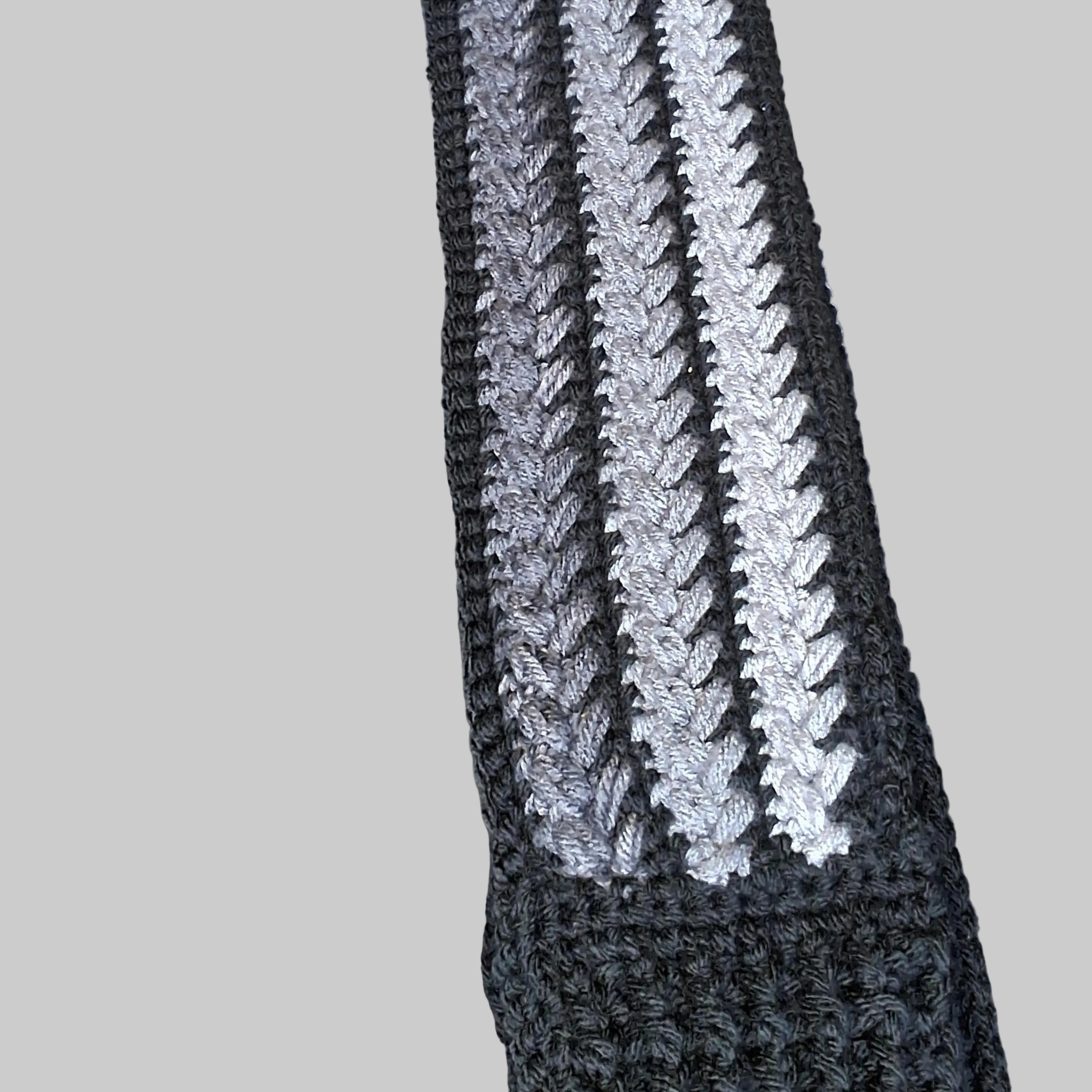 Grey Ombré Textured Scarf – Soft Acrylic Handmade Crochet