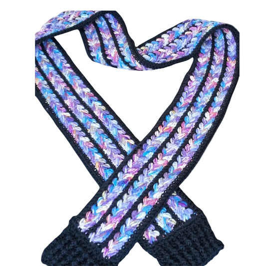 Long Winter Scarf -Purple Galaxy Textured Design
