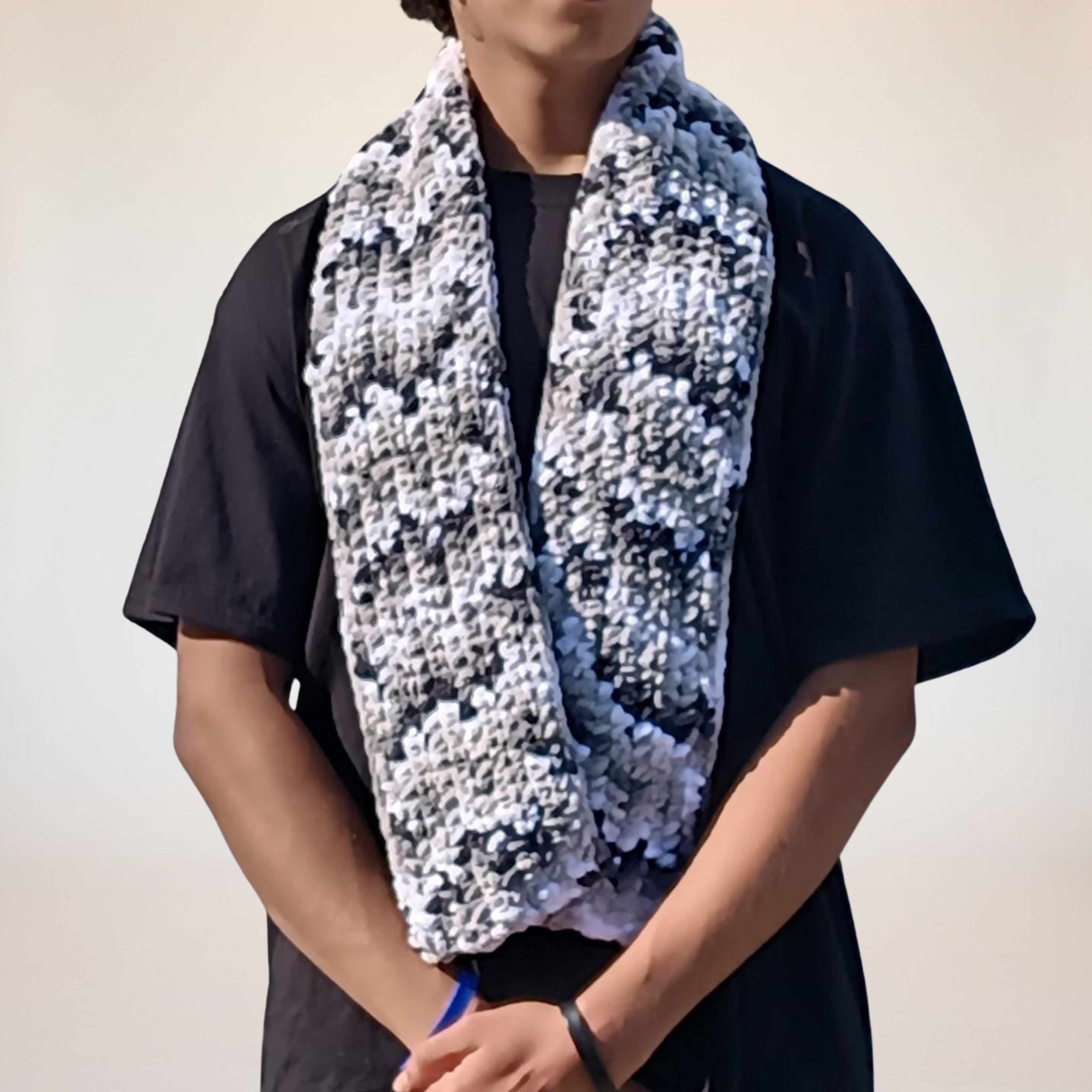 Winter Camo Chenille Scarf - Handmade Chunky Crochet Scarf