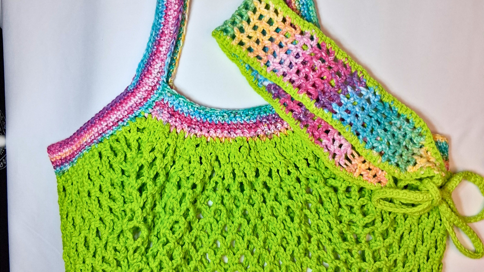 Bundle: Citrus Bloom Mesh Market Bag & Matching Headband Set