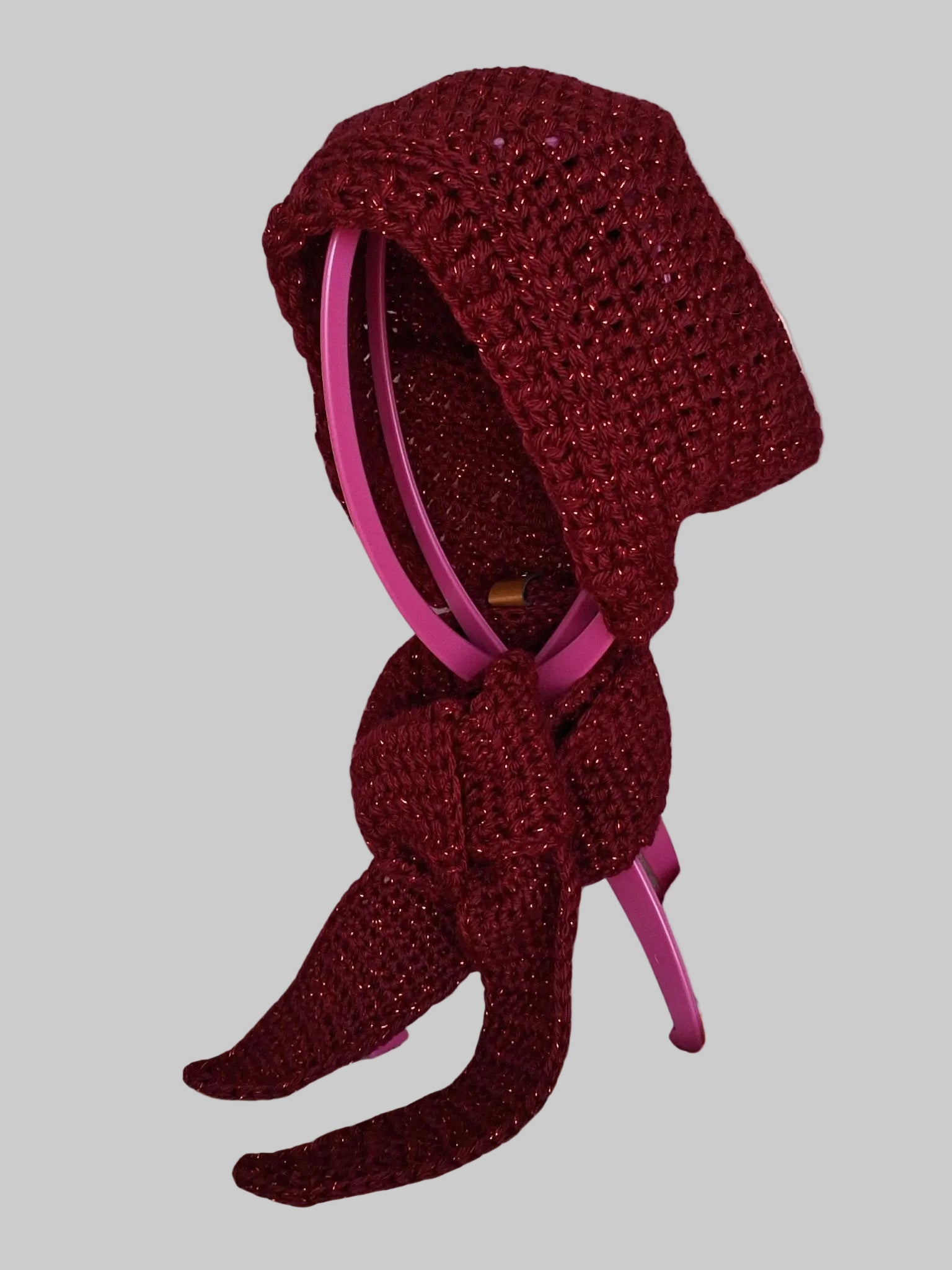 Sparkling Red Skinny Sophie Scarf – Lightweight Metallic Crochet