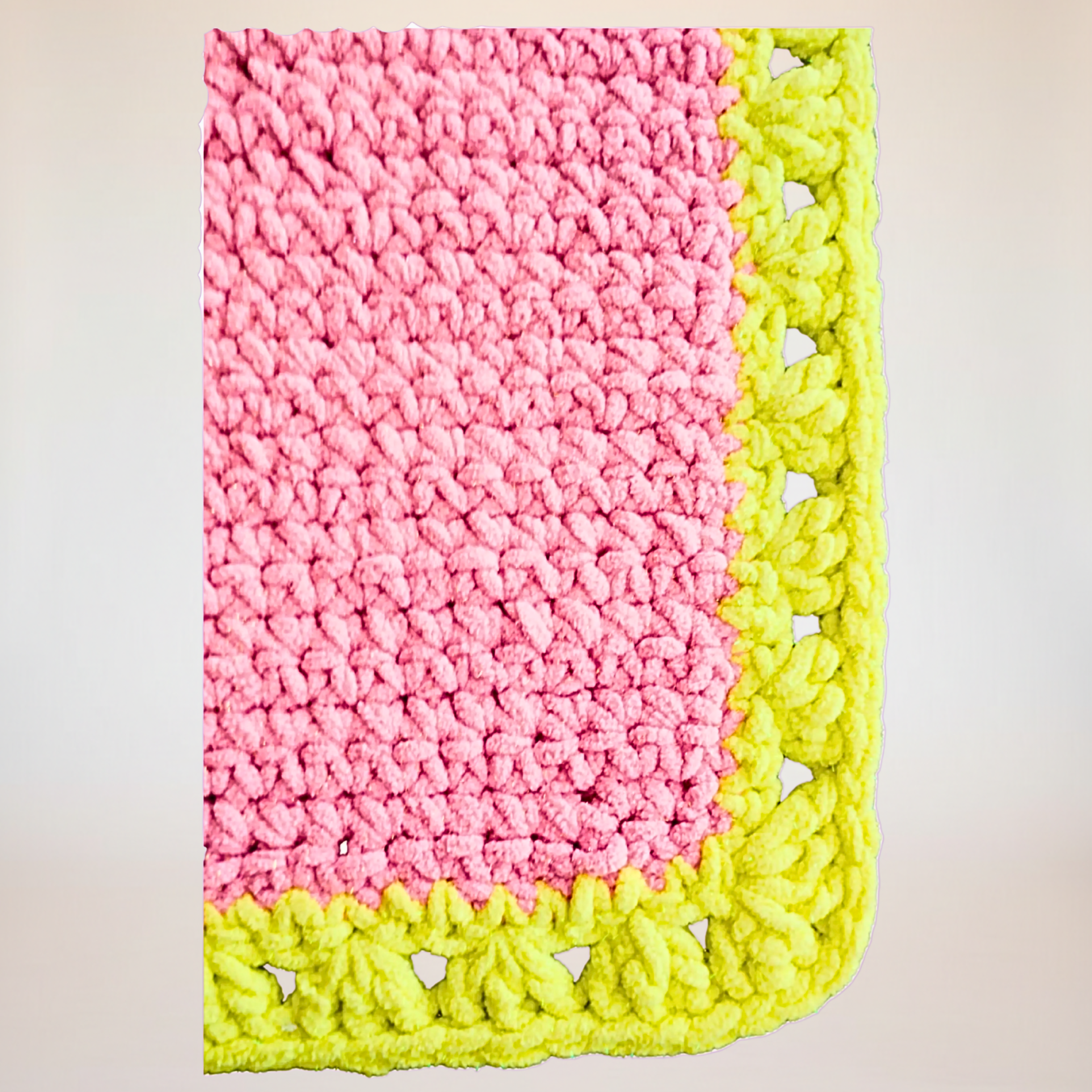 Baby Blanket - Handcrafted Chunky Plush Design Hot Pink and Lime Green