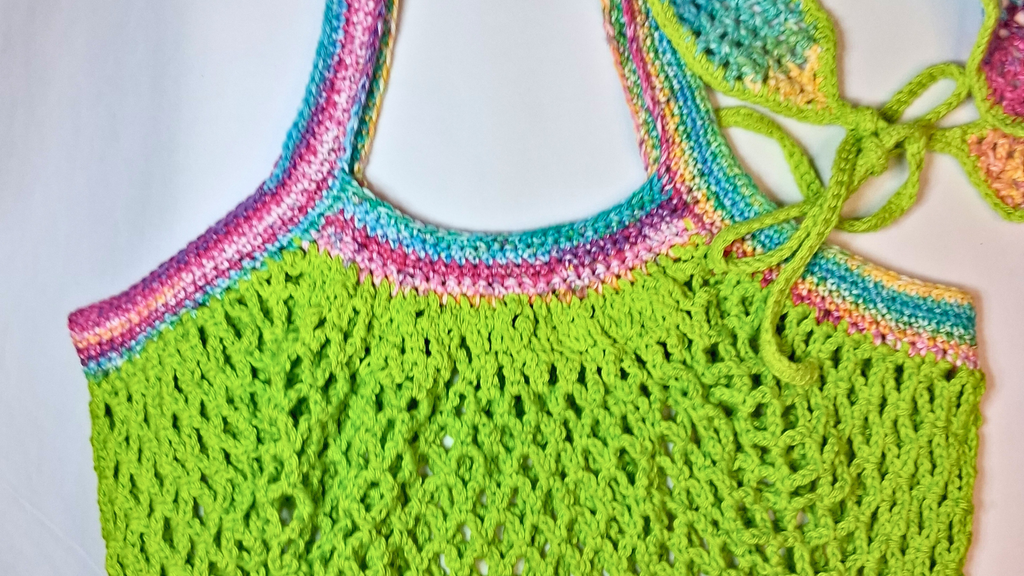 Bundle: Citrus Bloom Mesh Market Bag & Matching Headband Set