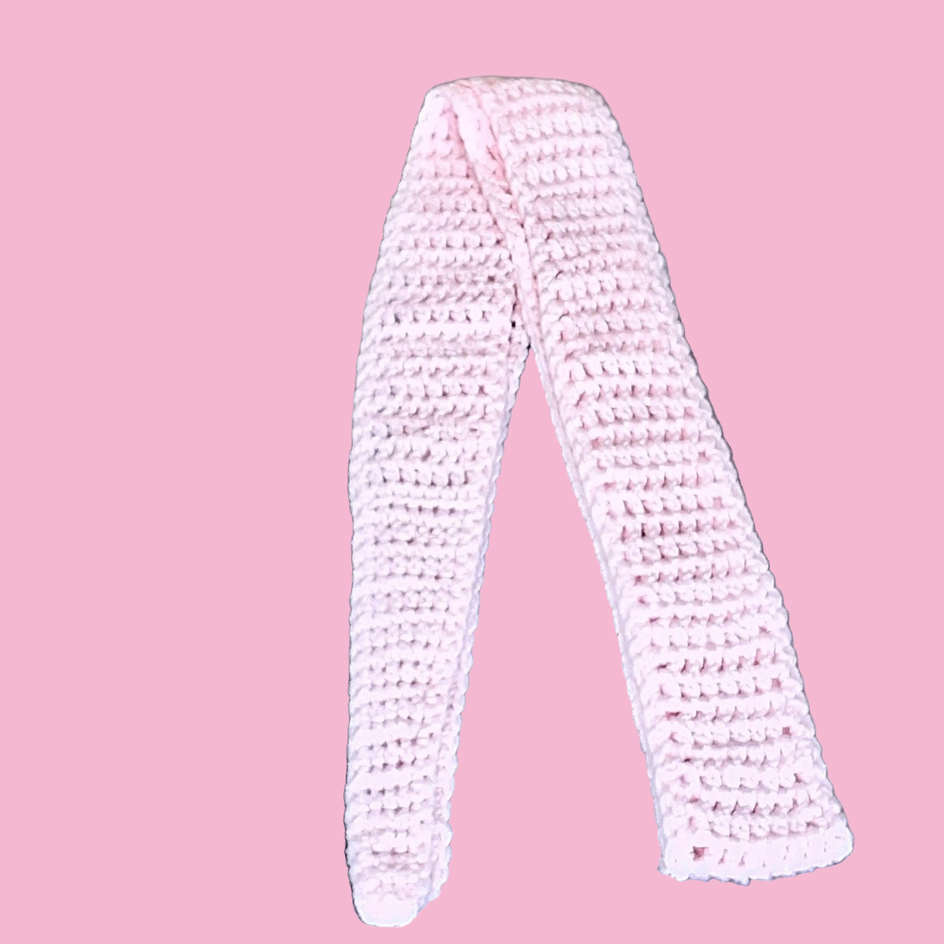 Powder Pink Skinny Sophie Scarf – Extra Long Soft Crochet Accessory for Women & Teens
