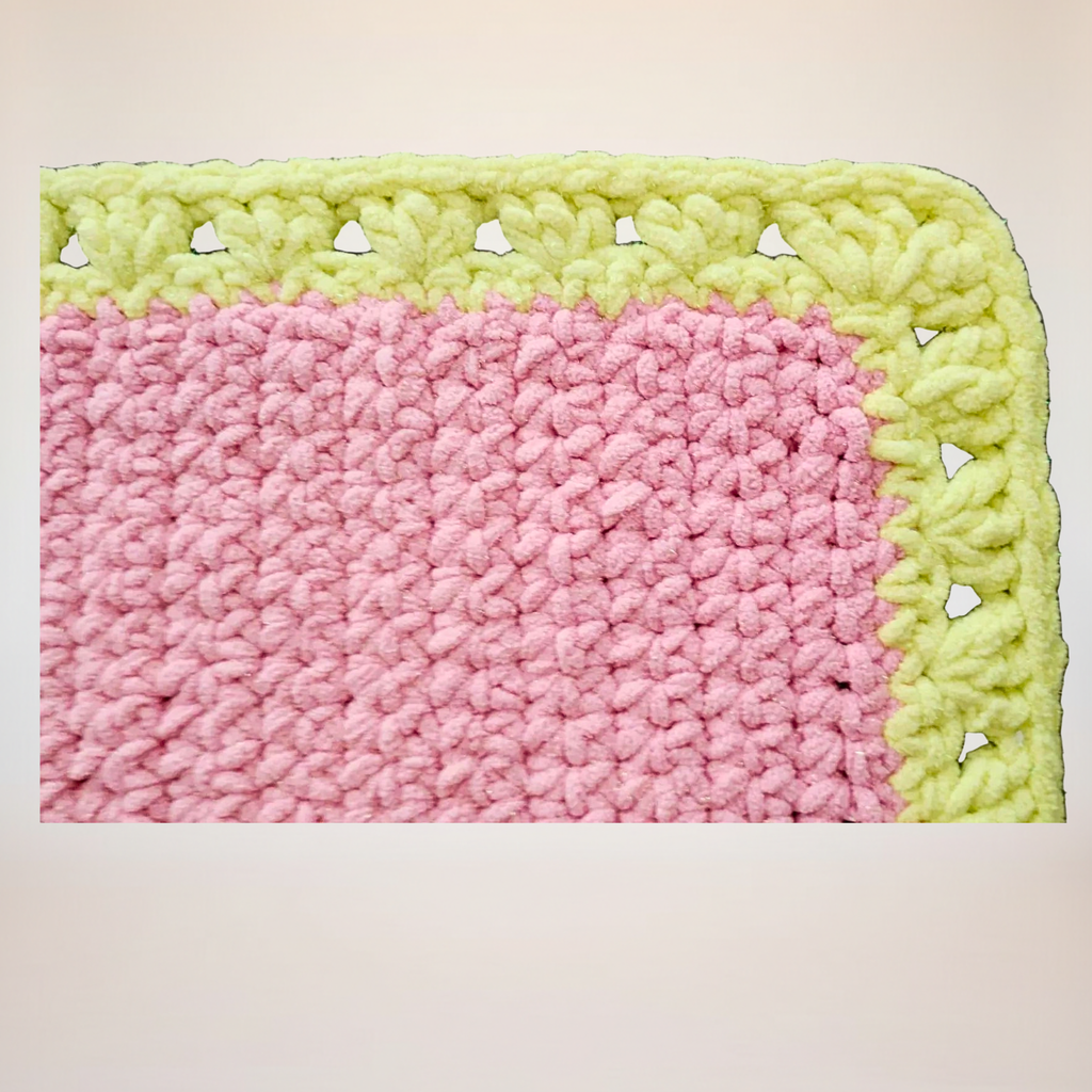 Baby Blanket - Handcrafted Chunky Plush Design Hot Pink and Lime Green