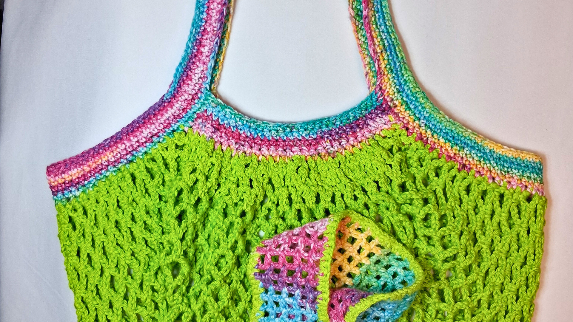 Bundle: Citrus Bloom Mesh Market Bag & Matching Headband Set