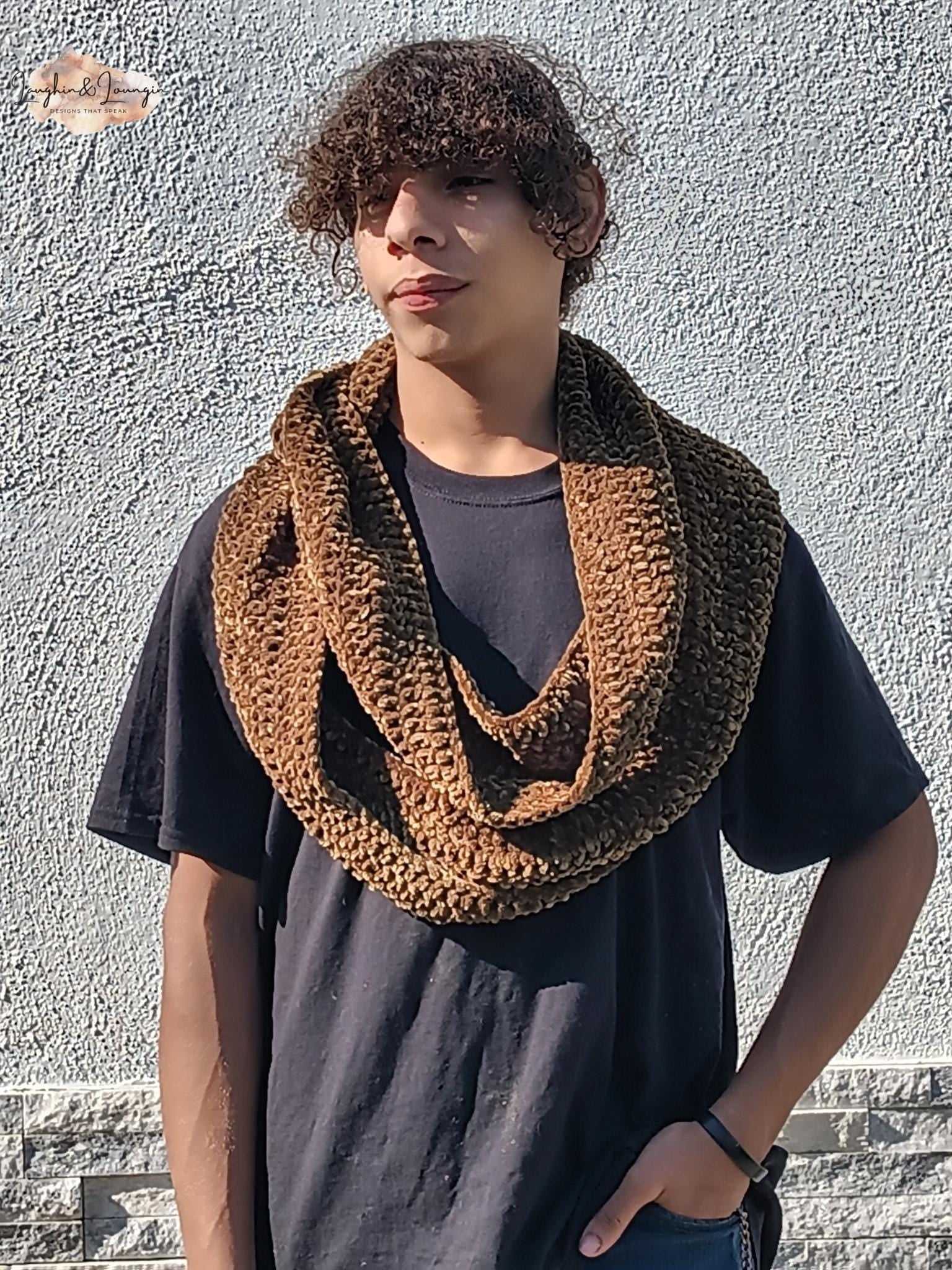 Olive Green Infinity Scarf – Chunky Knit, Super Soft Plush Chenille Yarn, Extra Long Cozy Circle Scarf for Men & Women, Classic Cozy Fit