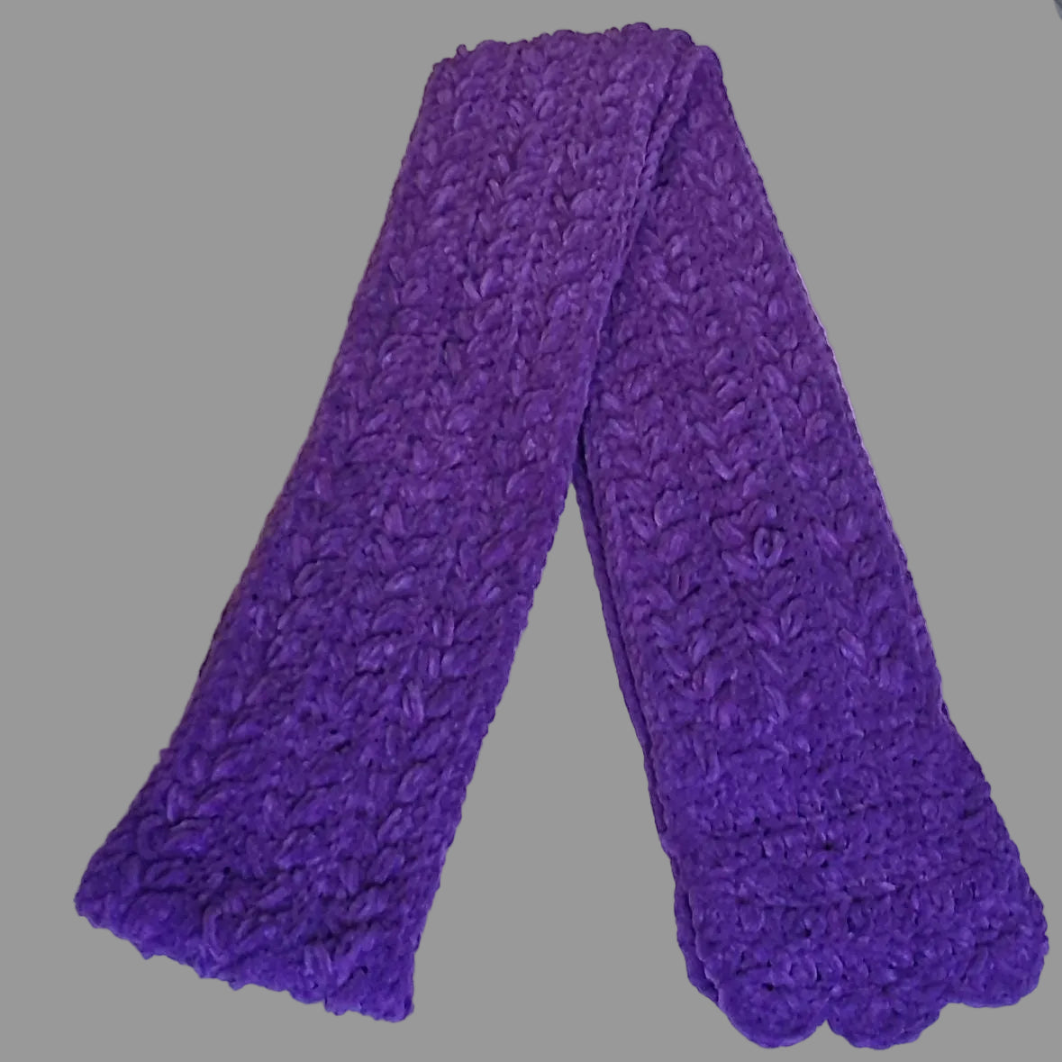 Purple Plush Scarf – Extra Long Soft Velvet Herringbone Crochet