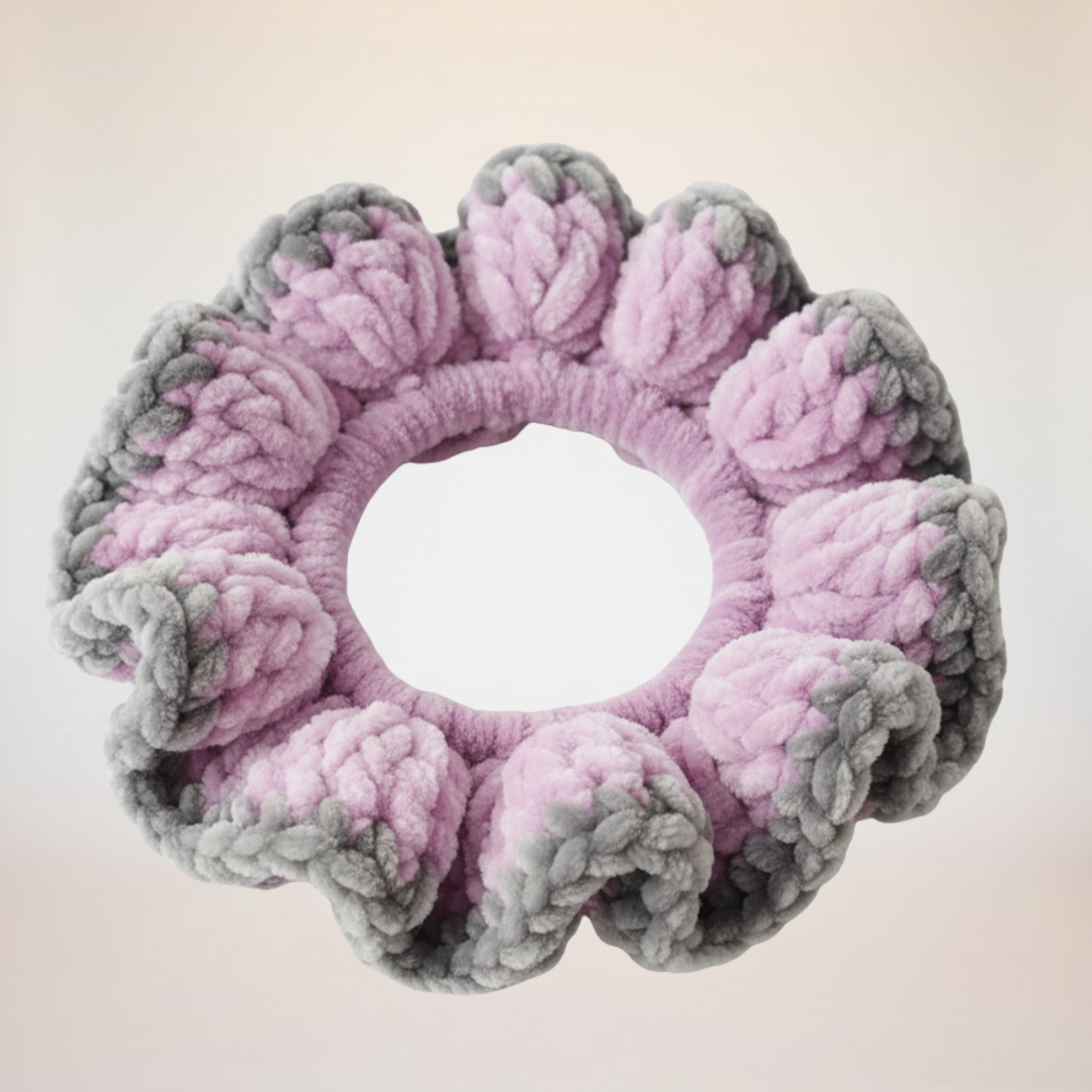 Lavender & Grey Two-Tone Velvet Scrunchie for Thick Hair