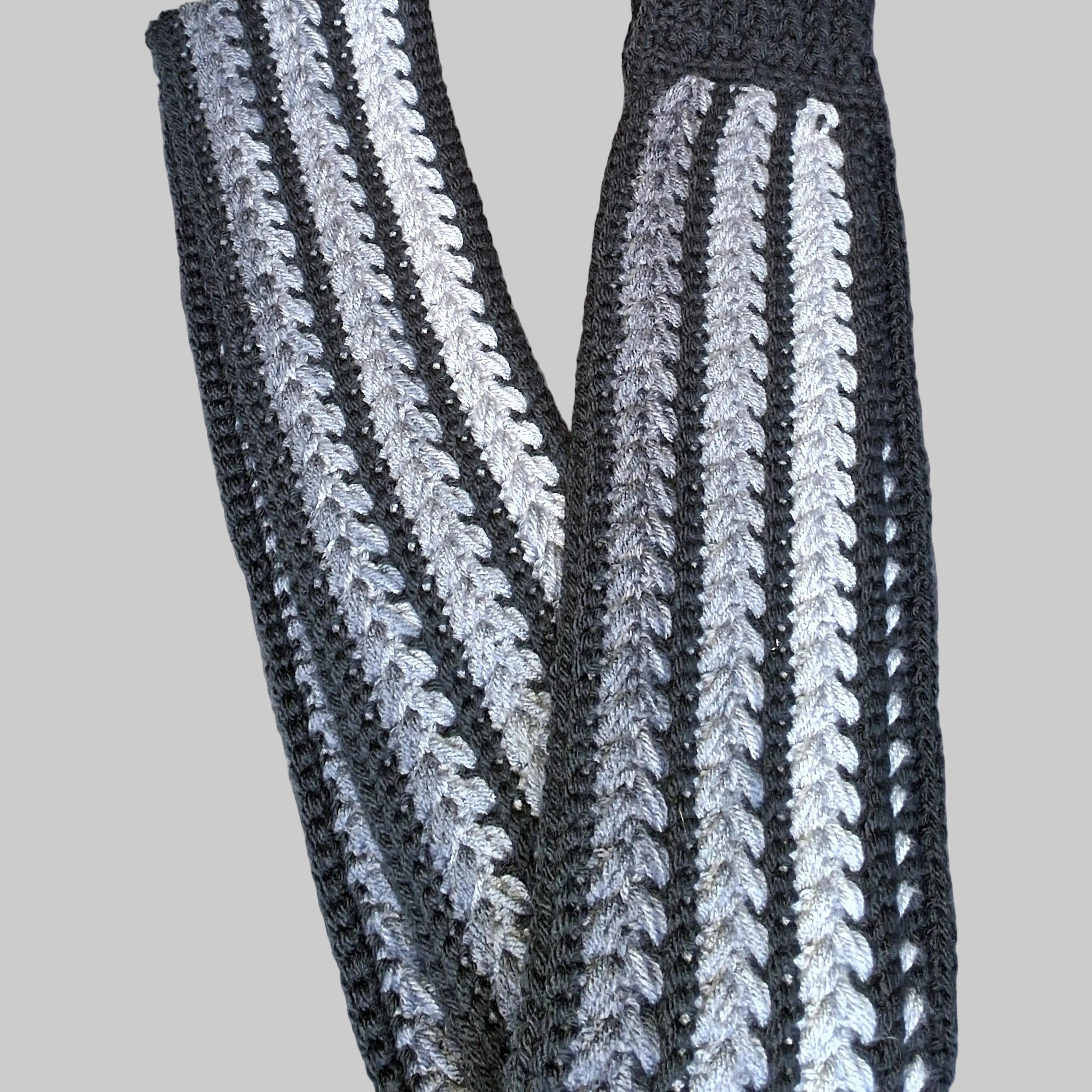 Grey Ombré Textured Scarf – Soft Acrylic Handmade Crochet