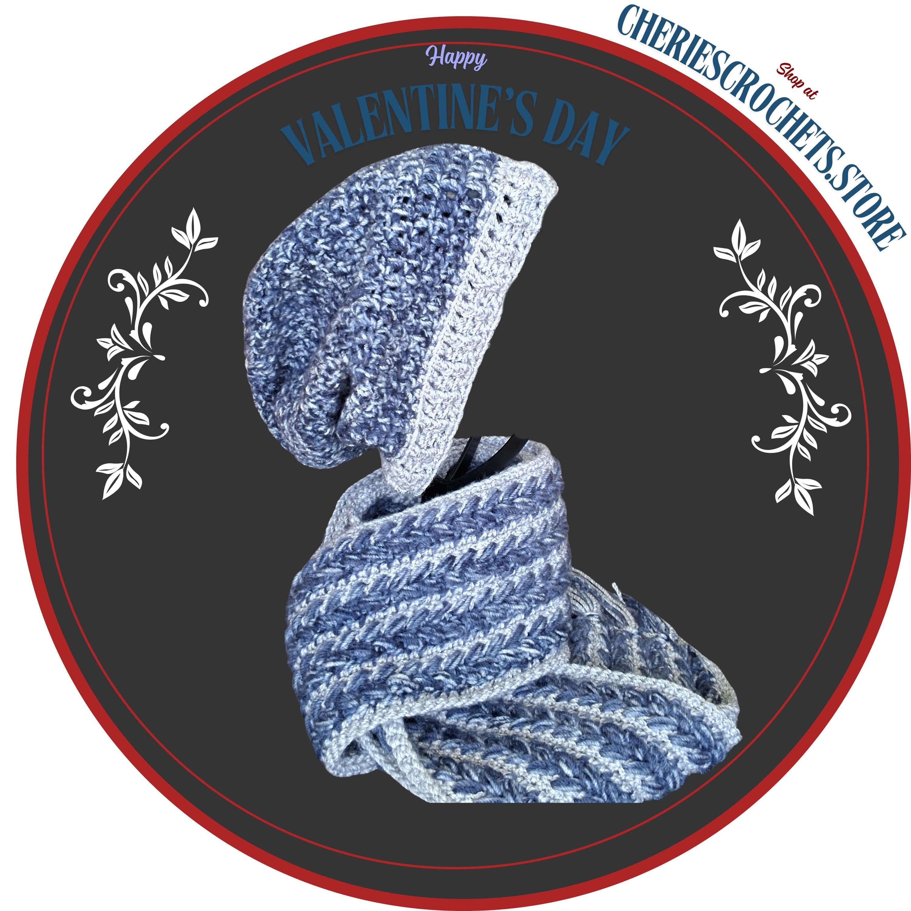 Denim & Grey Winter Set – Slouchy Beanie + Extra-Long Scarf